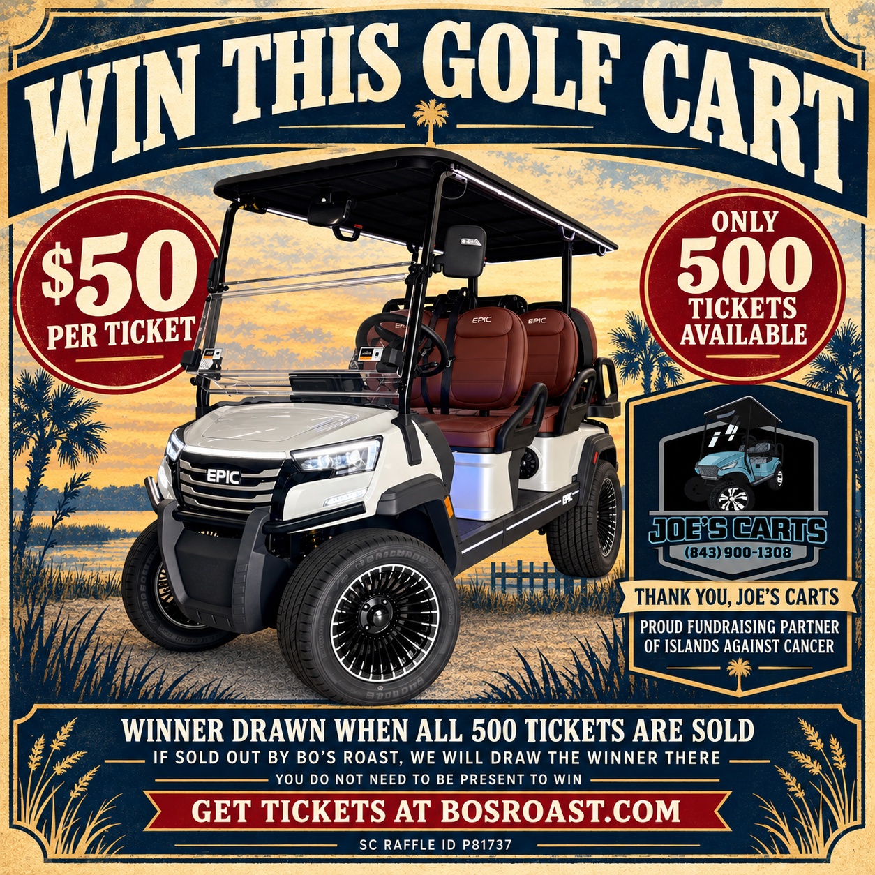 Bo’s Roast golf cart raffle